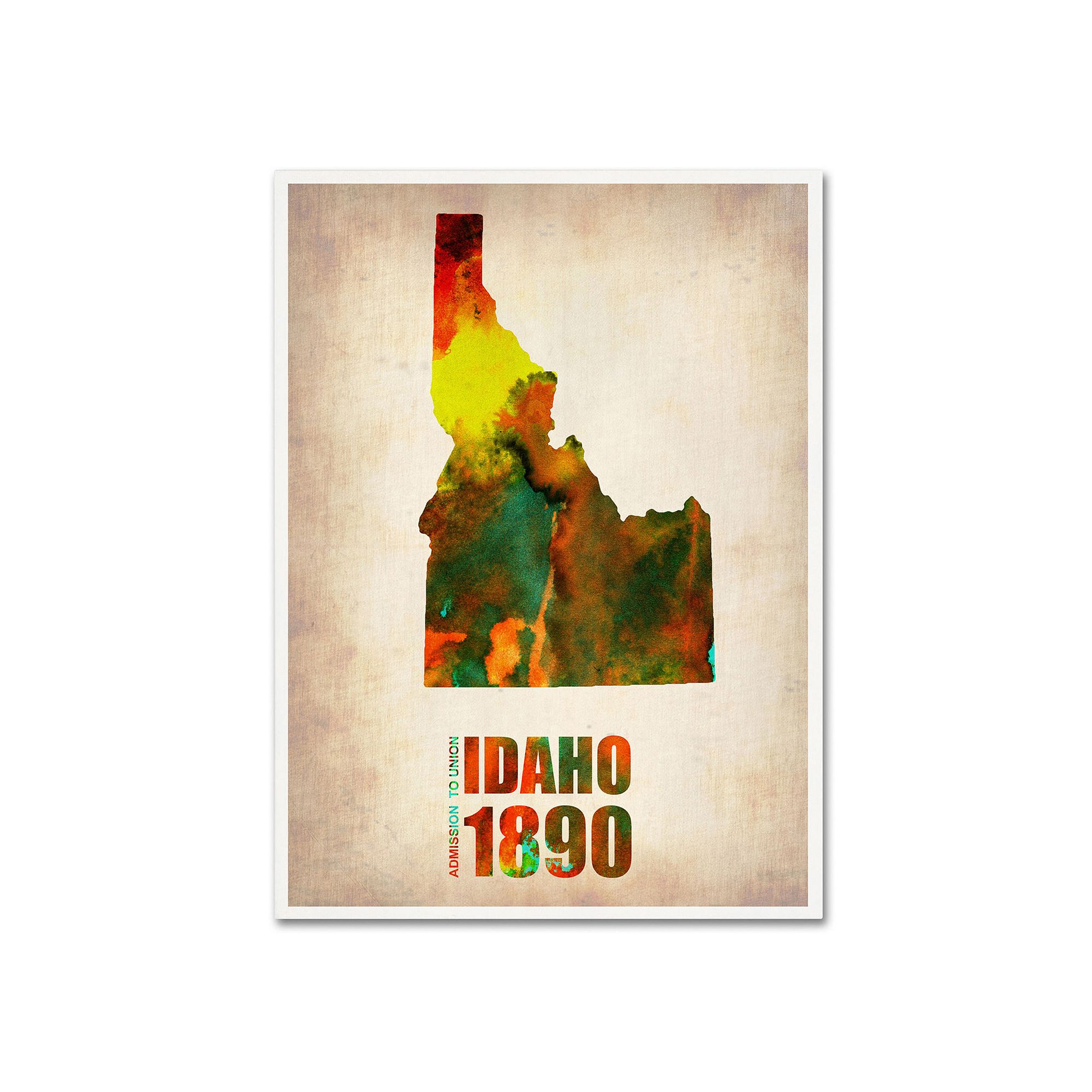Trademark Fine Art Watercolor State & Date Canvas Wall Art, Idaho