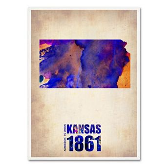 Trademark Fine Art Watercolor State & Date Canvas Wall Art