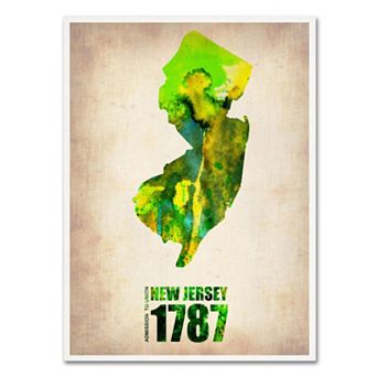 Trademark Fine Art Watercolor State & Date Canvas Wall Art