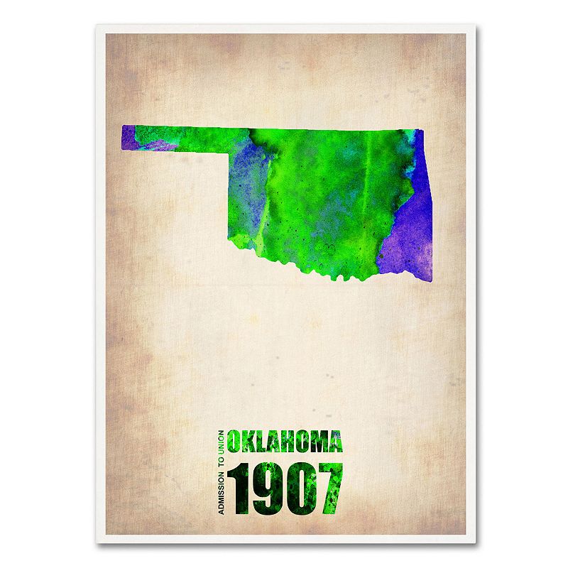 Trademark Fine Art Watercolor State & Date Canvas Wall Art, Multicolor, 19X
