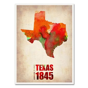 Trademark Fine Art Watercolor State & Date Canvas Wall Art