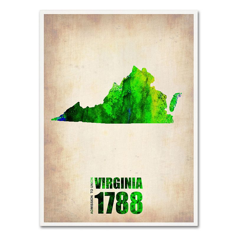 Trademark Fine Art Watercolor State & Date Canvas Wall Art, Multicolor, 18