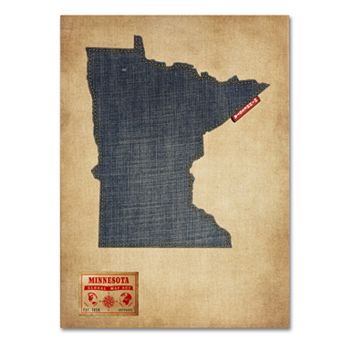 Trademark Fine Art State Denim Map Canvas Wall Art