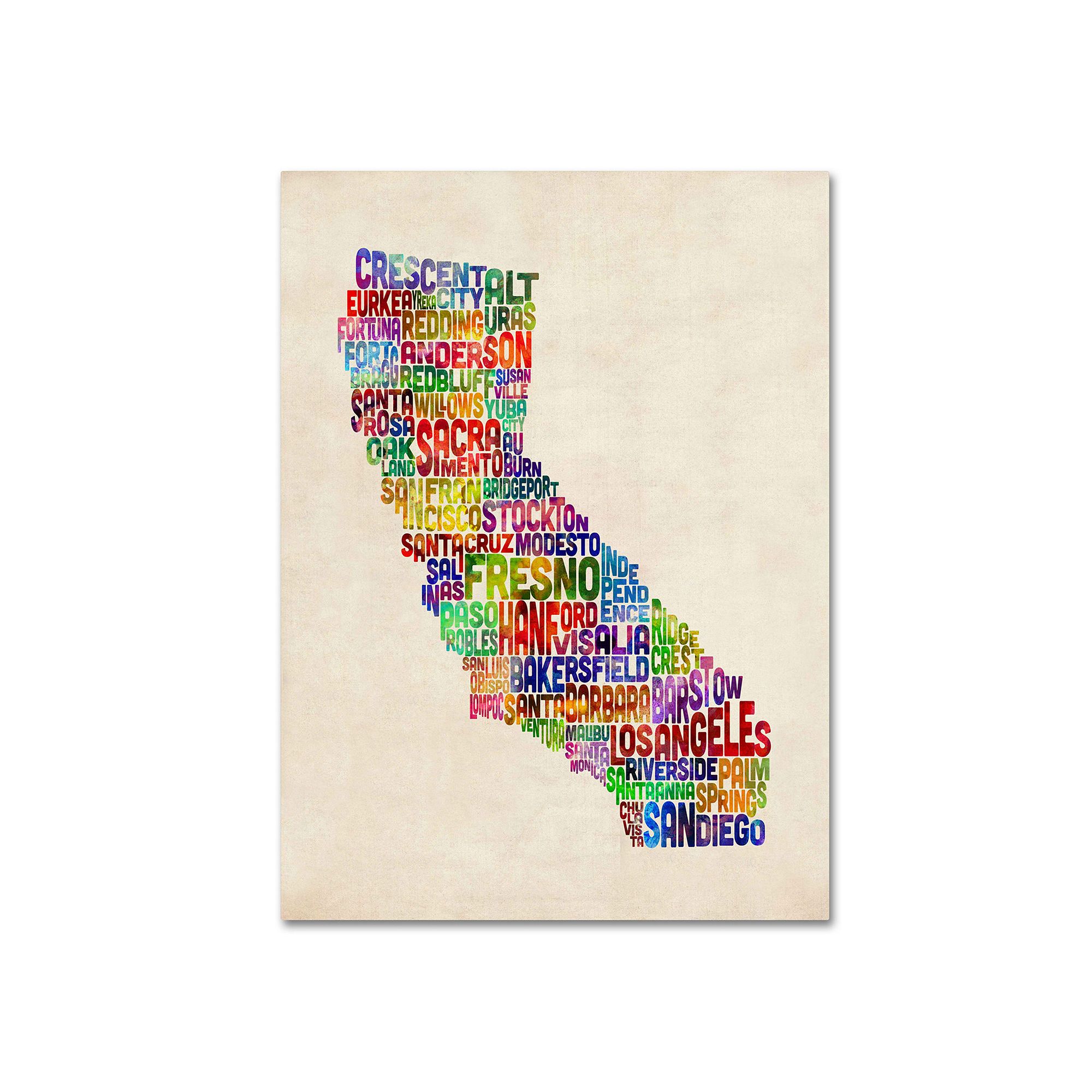 Trademark Fine Art California City Names Canvas Wall Art