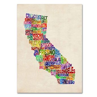 Trademark Fine Art California City Names Canvas Wall Art