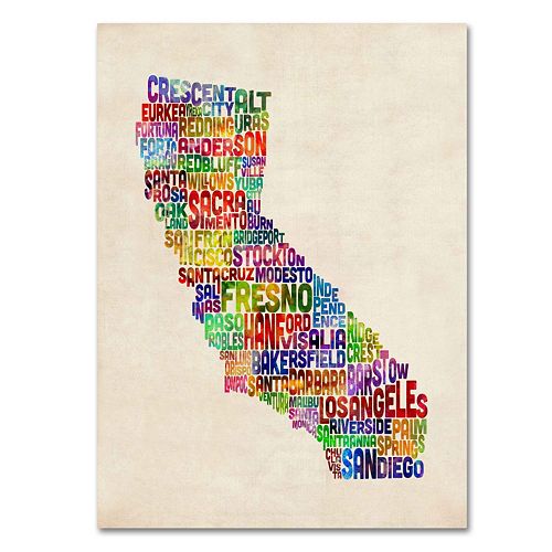 Trademark Fine Art California City Names Canvas Wall Art
