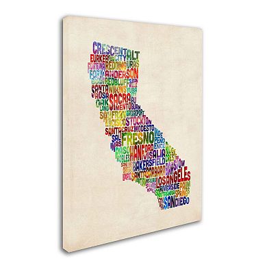 Trademark Fine Art California City Names Canvas Wall Art