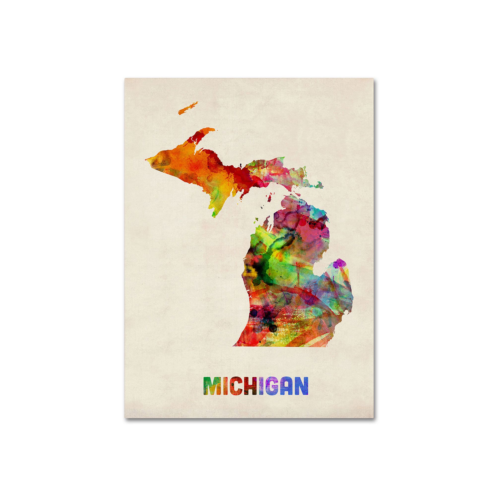 Trademark Fine Art State Watercolor Canvas Wall Art, Michigan