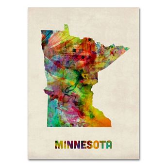 Trademark Fine Art State Watercolor Canvas Wall Art