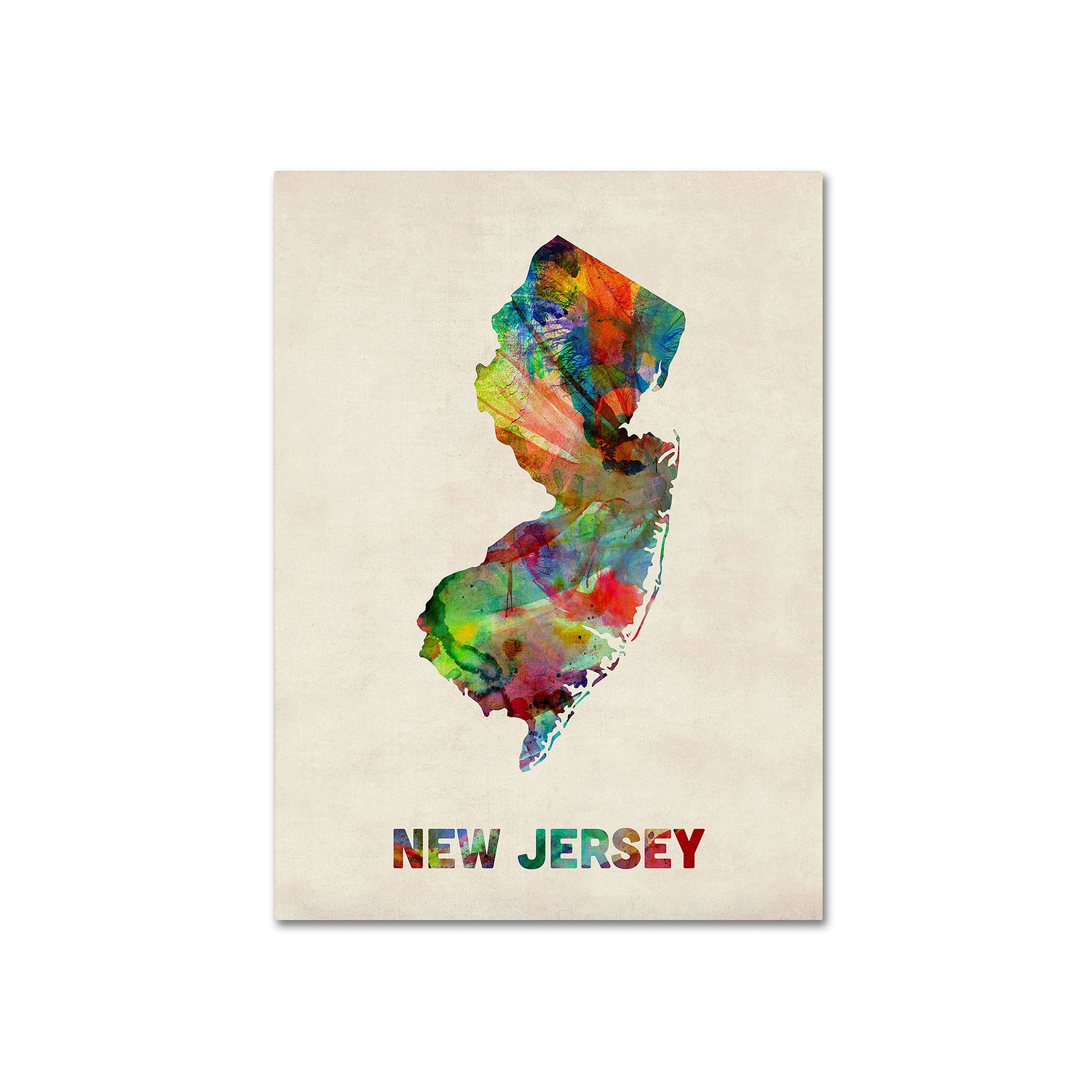 Trademark Fine Art State Watercolor Canvas Wall Art, New Jersey