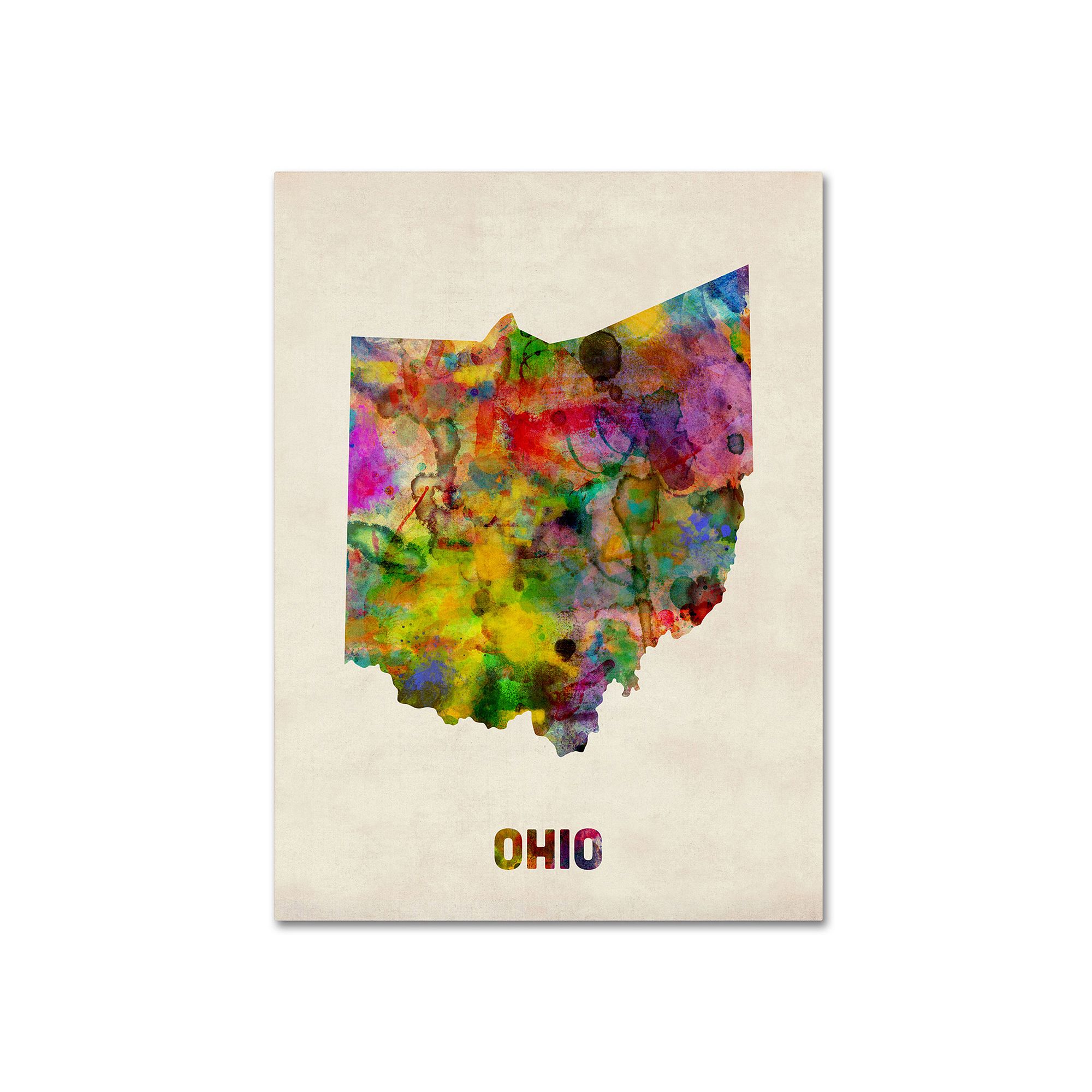 Trademark Fine Art State Watercolor Canvas Wall Art, Ohio