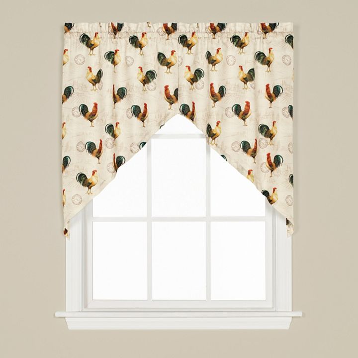 Saturday Knight, Ltd. Tuscan Morning Rooster Swag Tier Kitchen Window