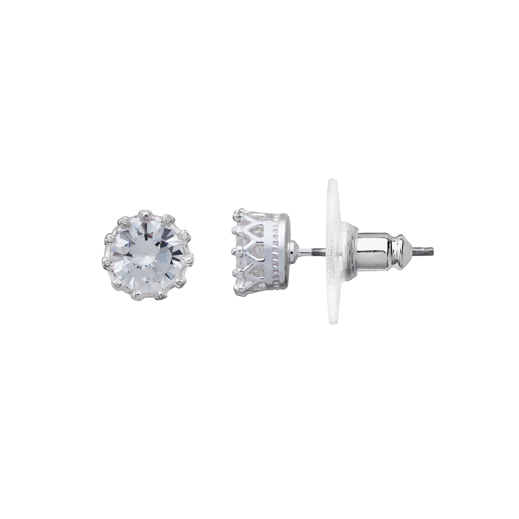LC Lauren Conrad Crown Stud Earrings, Womens, Silver Tone