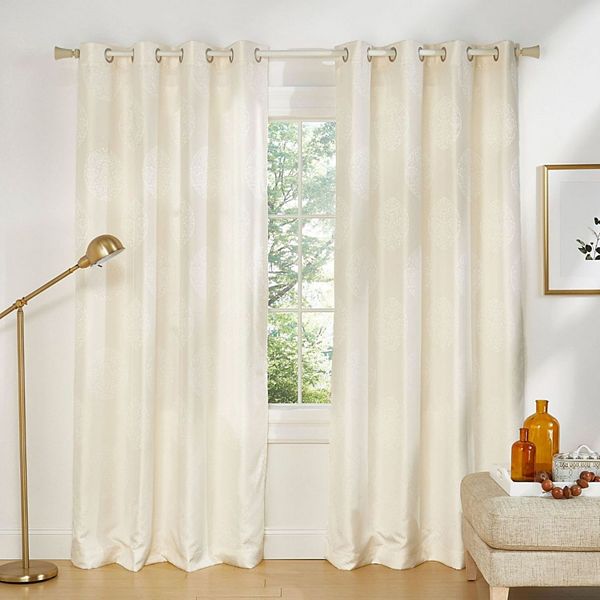 Exclusive Home 2-pack Akola Medallion Linen Jacquard Window Curtains