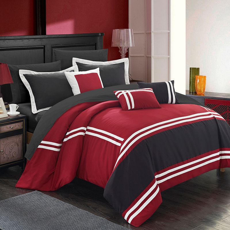 Chic Home Zarah Oversized 10-piece Bedding Set with Sheets, Red, King