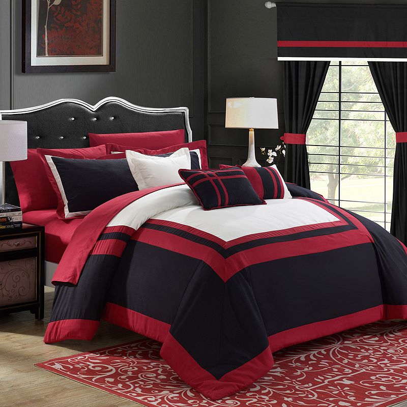 33783585 Chic Home Ritz 20-piece Bedding Set, Black, Queen sku 33783585