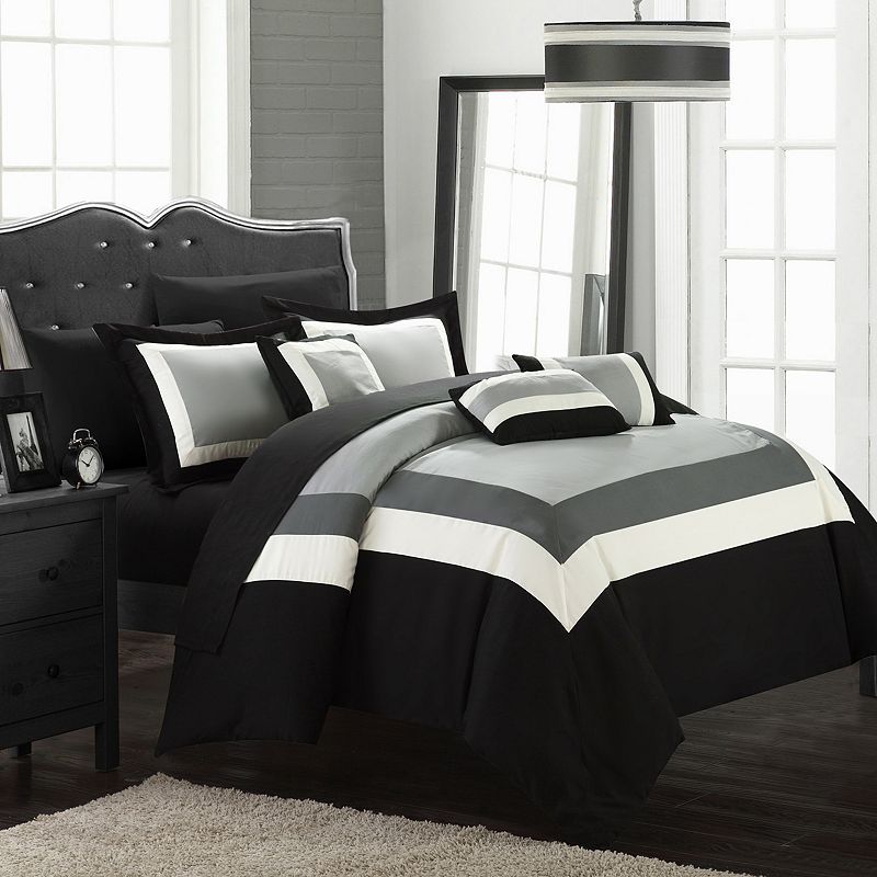 Chic Home CS1464-AN Duke Comforter Set  Queen  Black