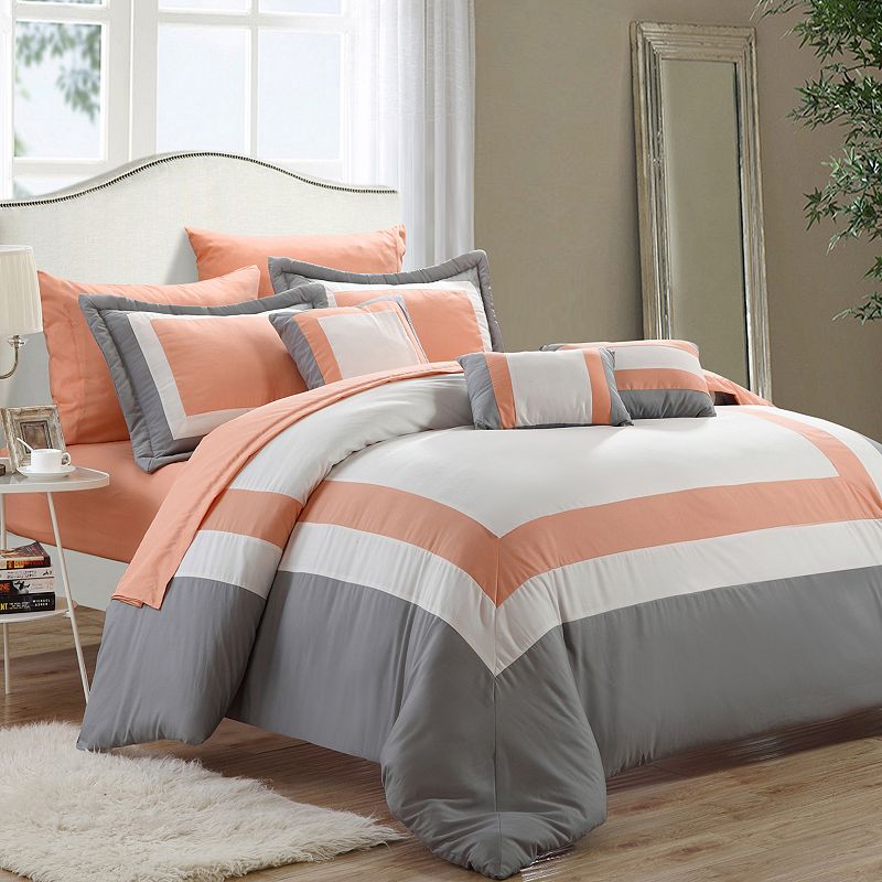 76638290 Chic Home Duke 10-piece Bed Set, Orange, Queen sku 76638290