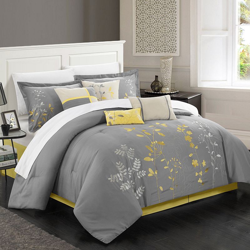 Chic Home Bliss Garden 8-piece Oversized Bed Set, Yellow, King