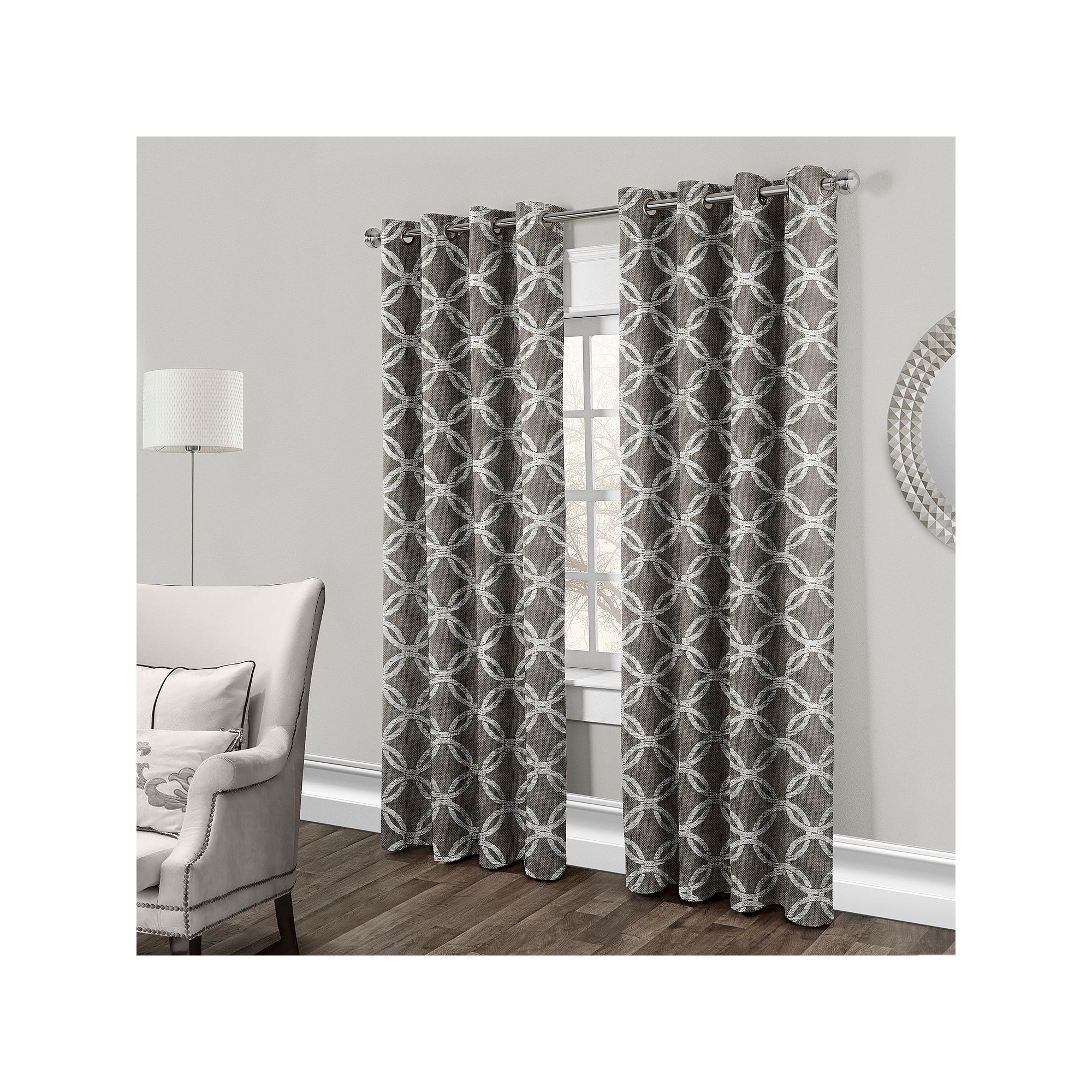 Exclusive Home Curtains Modo Metallic Geometric 2-panel Window Curtain Set,