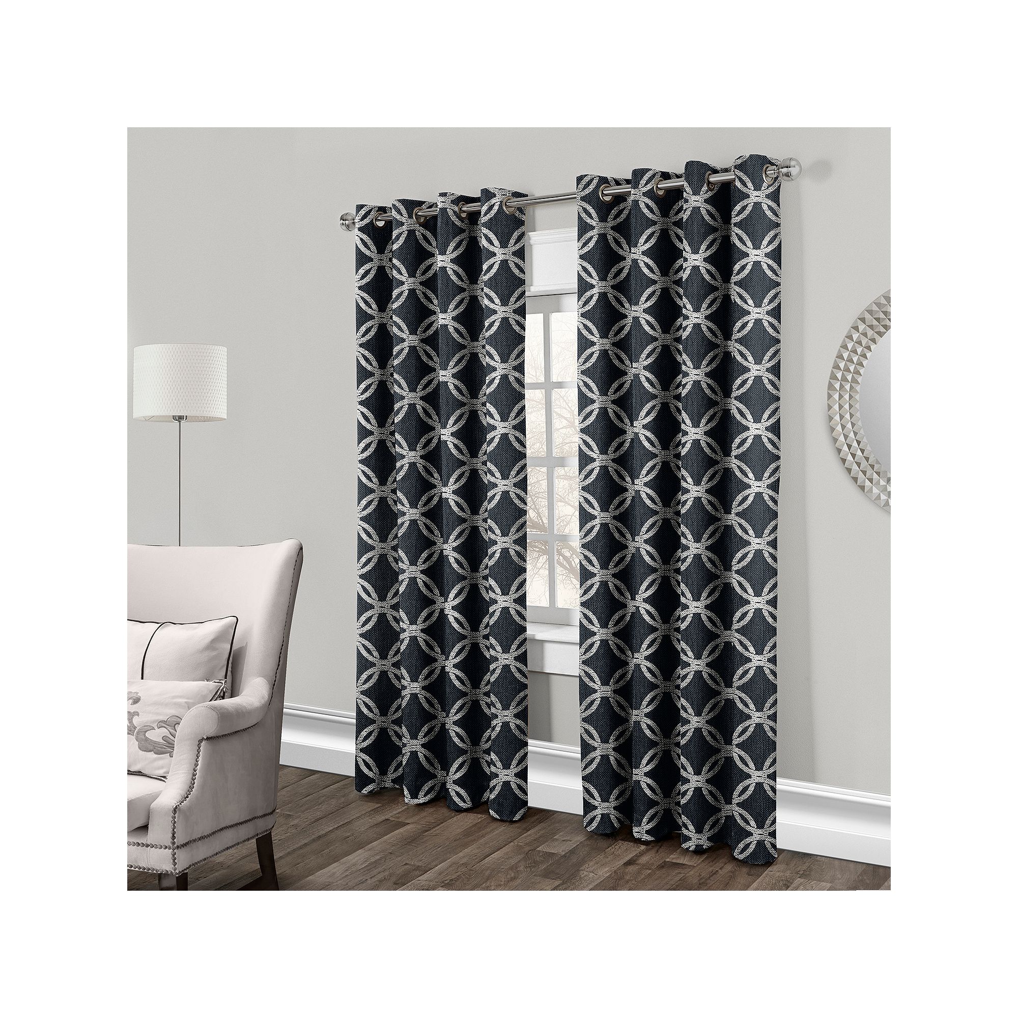 Exclusive Home Curtains Modo Metallic Geometric 2-panel Window Curtain Set,