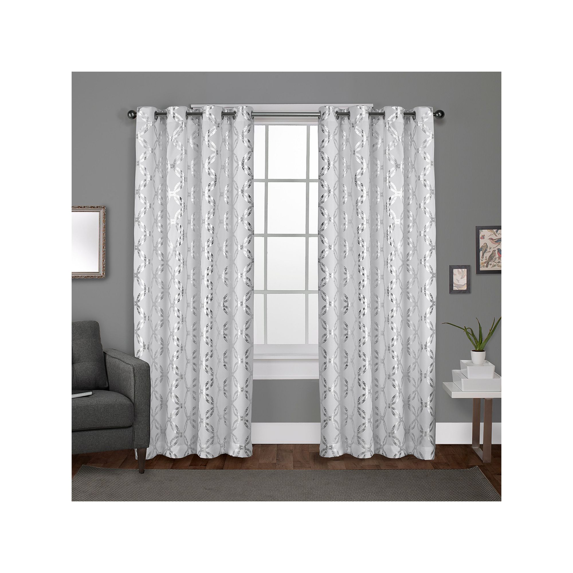 Exclusive Home Curtains Modo Metallic Geometric 2-panel Window Curtain Set,