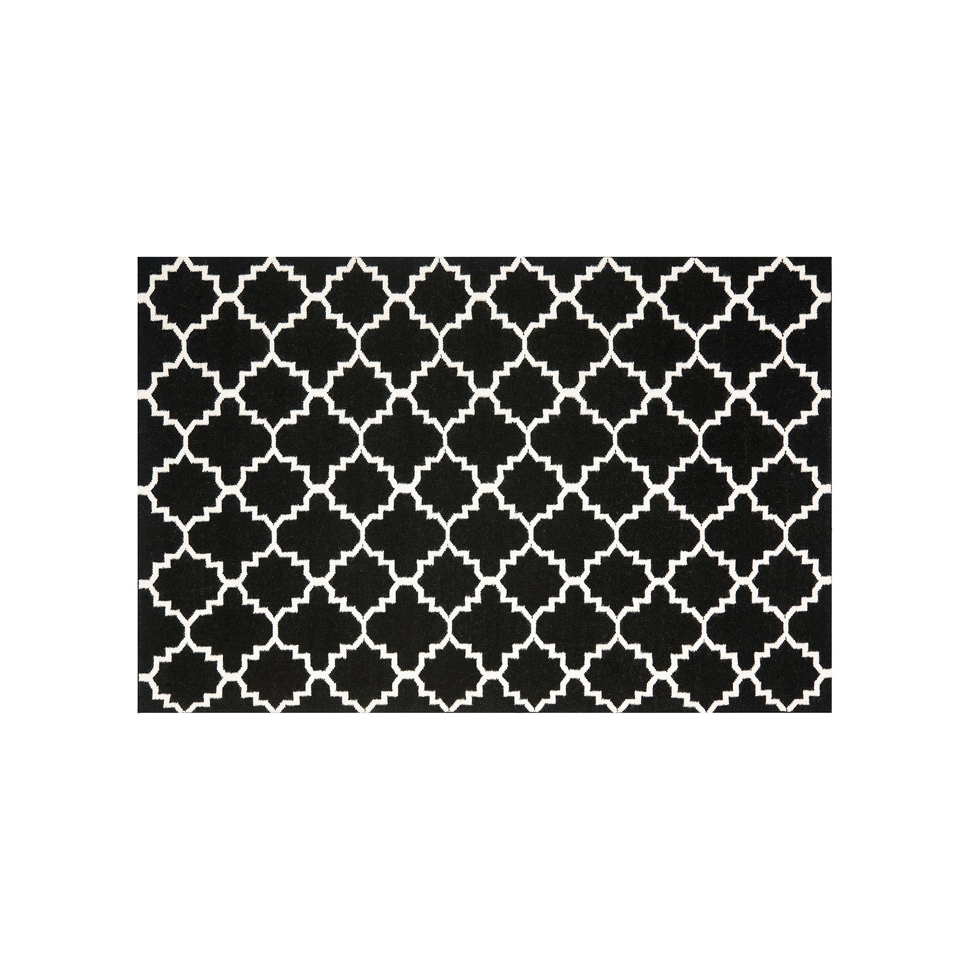 Safavieh Dhurries Diamond Quatrefoil Handwoven Flatweave Wool Rug, Black Iv