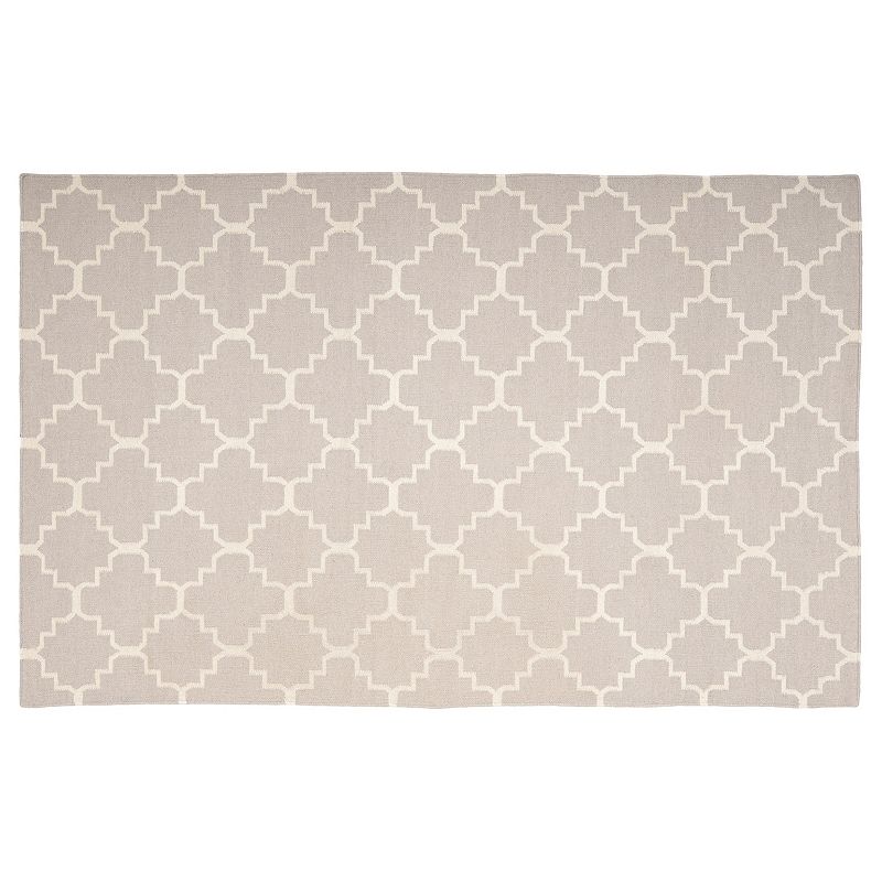 Safavieh Dhurries Diamond Quatrefoil Handwoven Flatweave Wool Rug, Grey, 6X9 Ft