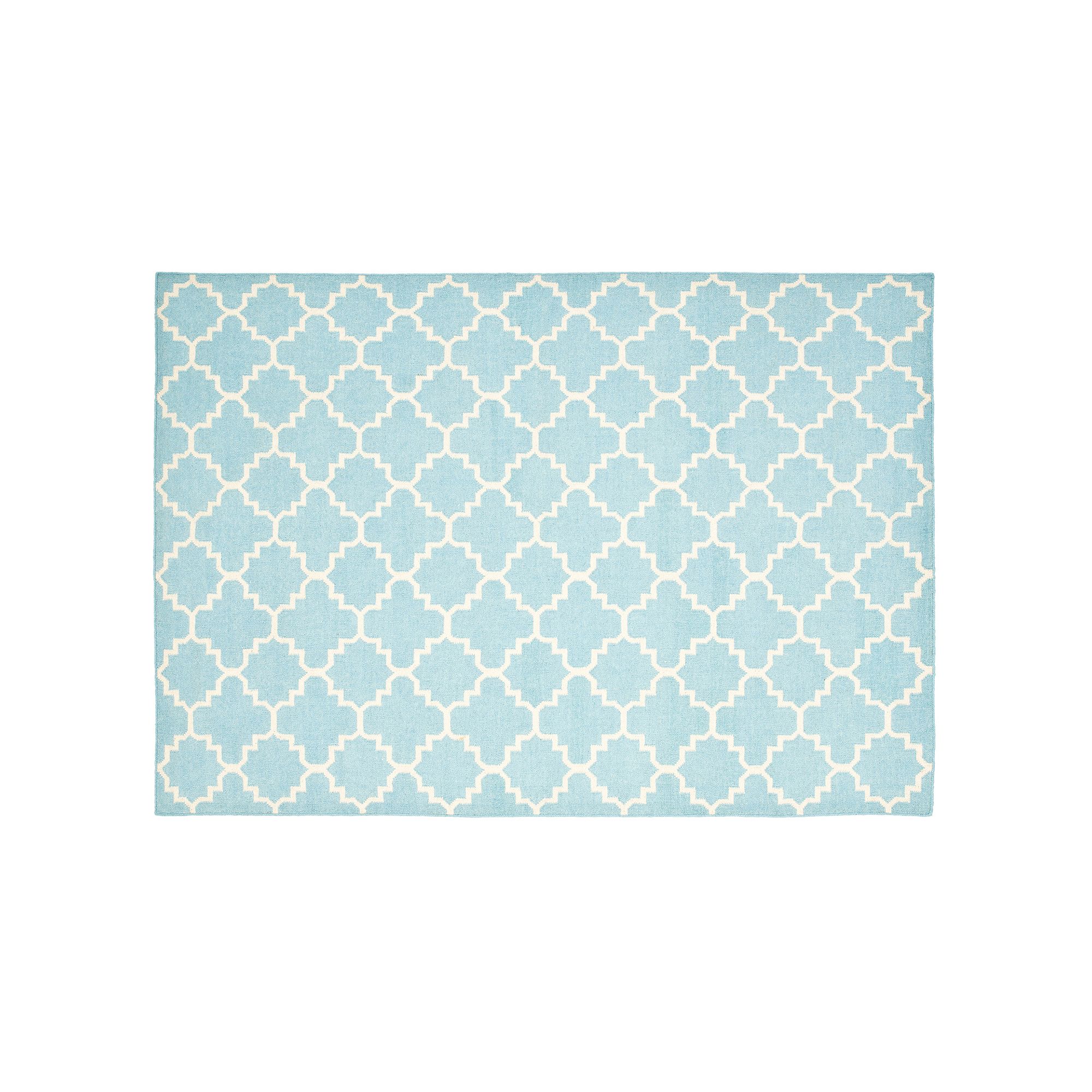Safavieh Dhurries Diamond Quatrefoil Handwoven Flatweave Wool Rug, Light Bl