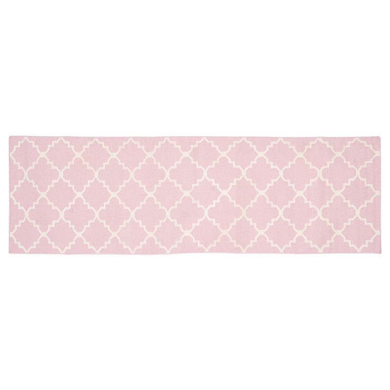 Safavieh Dhurries Diamond Quatrefoil Handwoven Flatweave Wool Rug, Pink, 6FT Sq