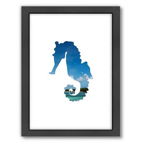 Americanflat Tropical Seahorse Framed Wall Art