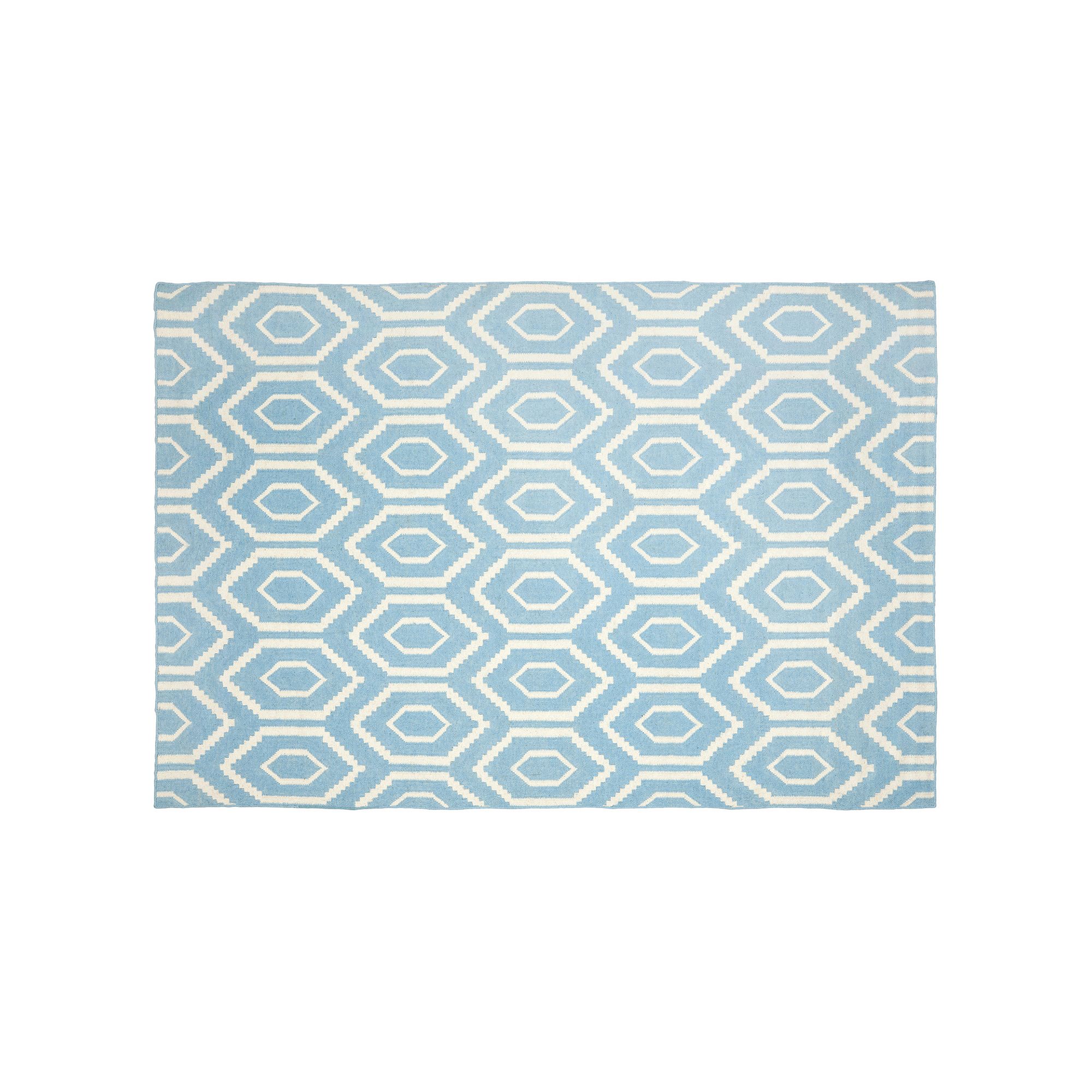 Safavieh Dhurries Flat Hex Handwoven Flatweave Wool Rug, Blue Ivory