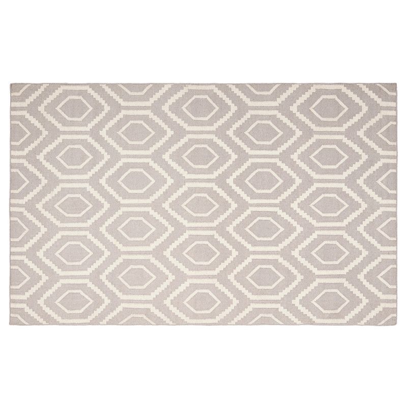 Safavieh Dhurries Flat Hex Handwoven Flatweave Wool Rug, Grey, 2.5X14 Ft