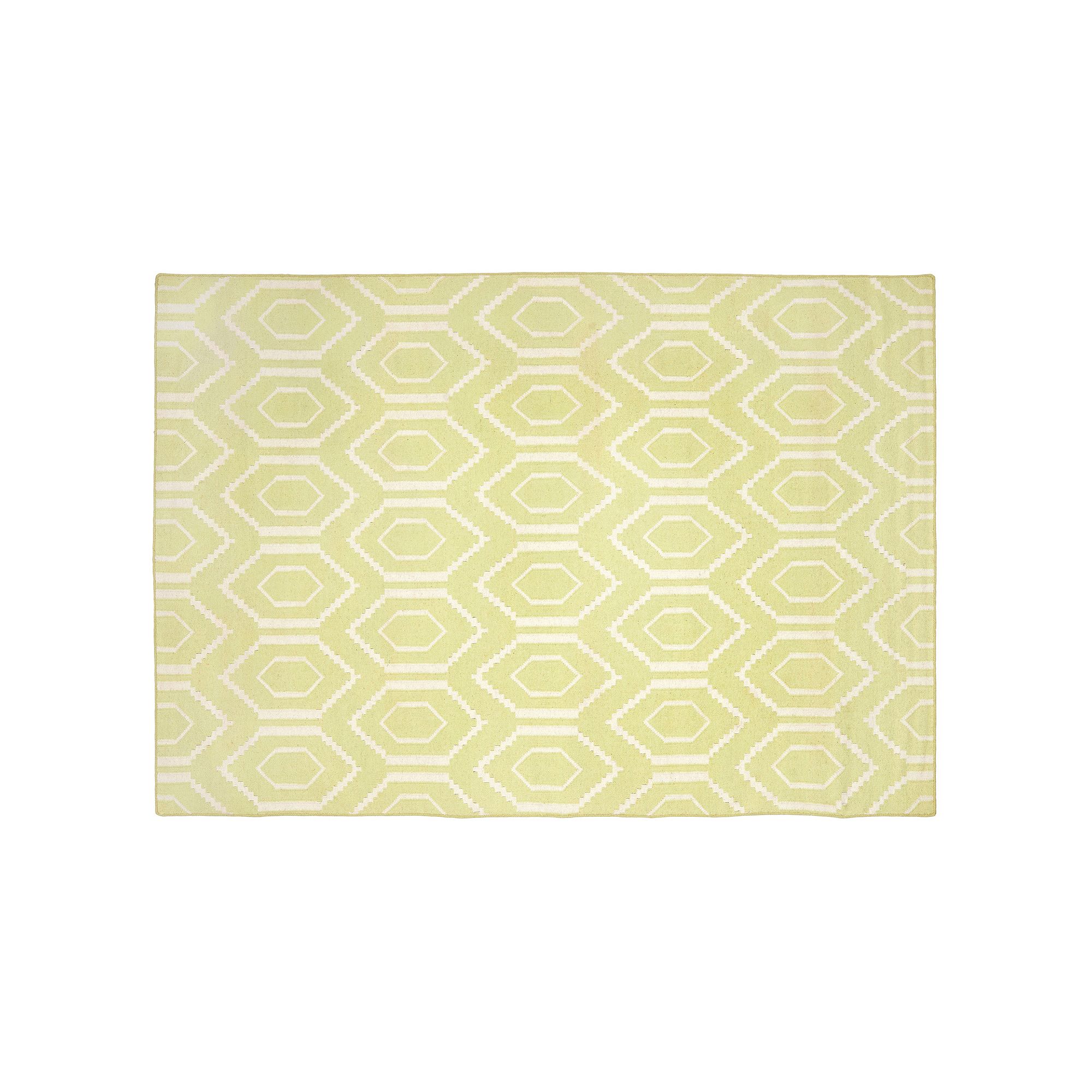Safavieh Dhurries Flat Hex Handwoven Flatweave Wool Rug, Green Ivory