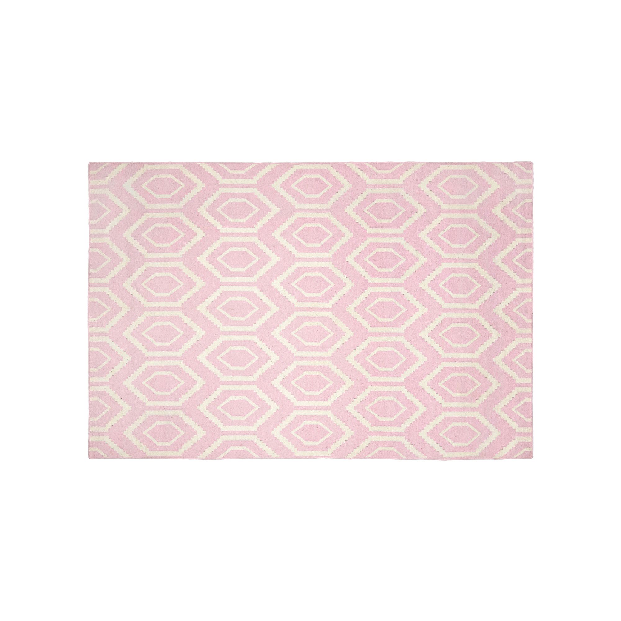 Safavieh Dhurries Flat Hex Handwoven Flatweave Wool Rug, Pink Ivory