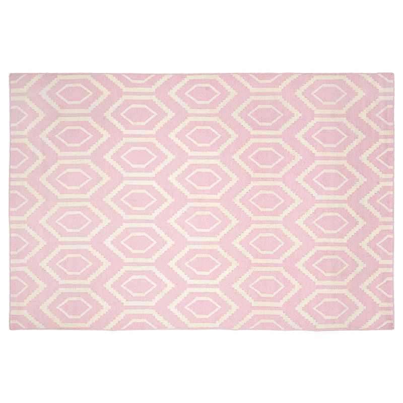 Safavieh Dhurries Flat Hex Handwoven Flatweave Wool Rug, Pink, 8X10 Ft