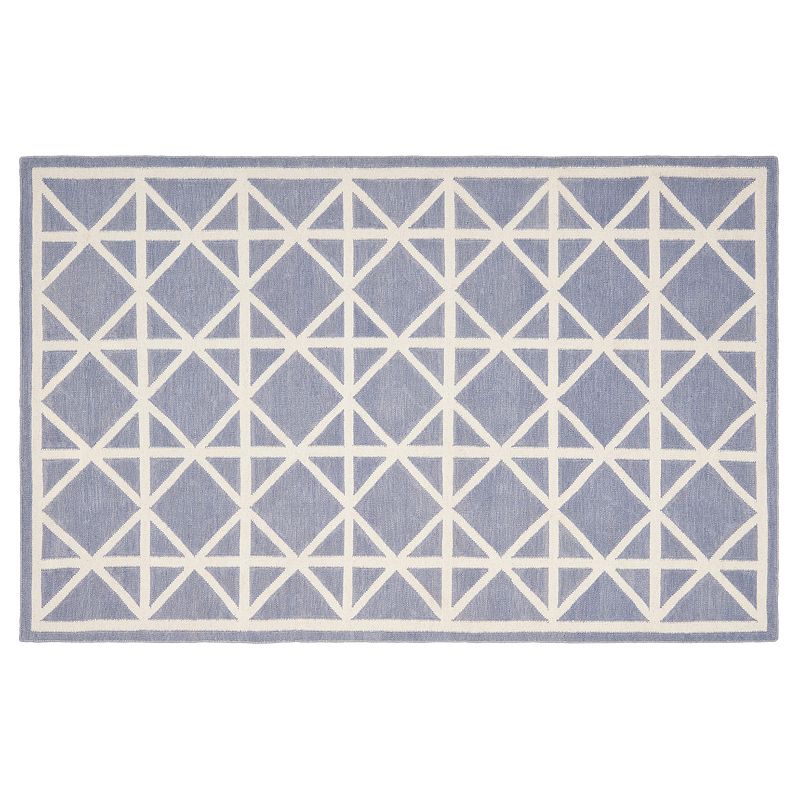 Safavieh Dhurries Kite Geometric Handwoven Flatweave Wool Rug, Purple, 5X8 Ft