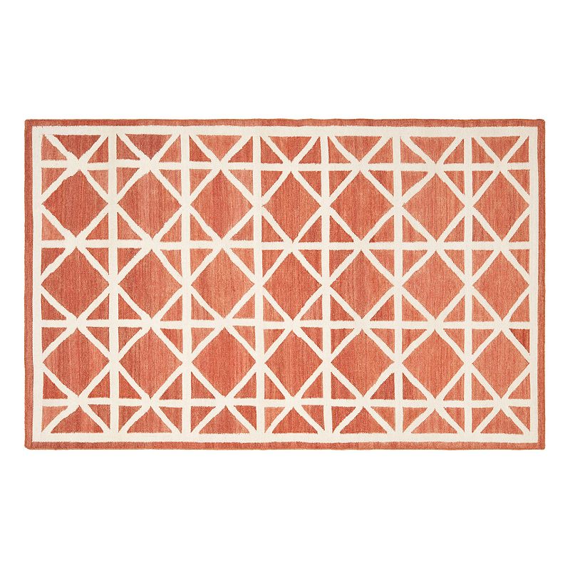 Safavieh Dhurries Kite Geometric Handwoven Flatweave Wool Rug, Red, 8X10 Ft