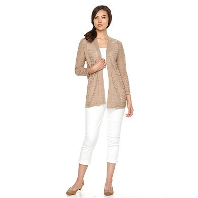 Women's Croft & Barrow® Pointelle Chevron Open Front Cardigan