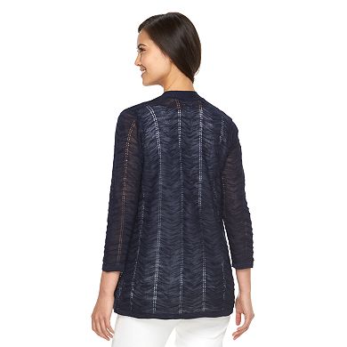 Women's Croft & Barrow® Pointelle Chevron Open Front Cardigan