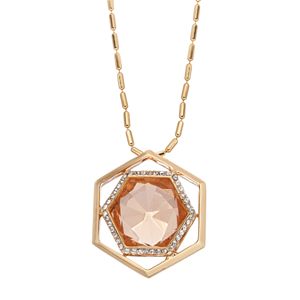 COCO LANE Long Hexagon Pendant Necklace