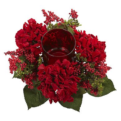 nearly natural Artificial Hydrangea & Berry Candle Holder