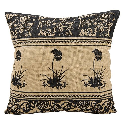 Mina Victory Lifestyles Floral Jute Throw Pillow