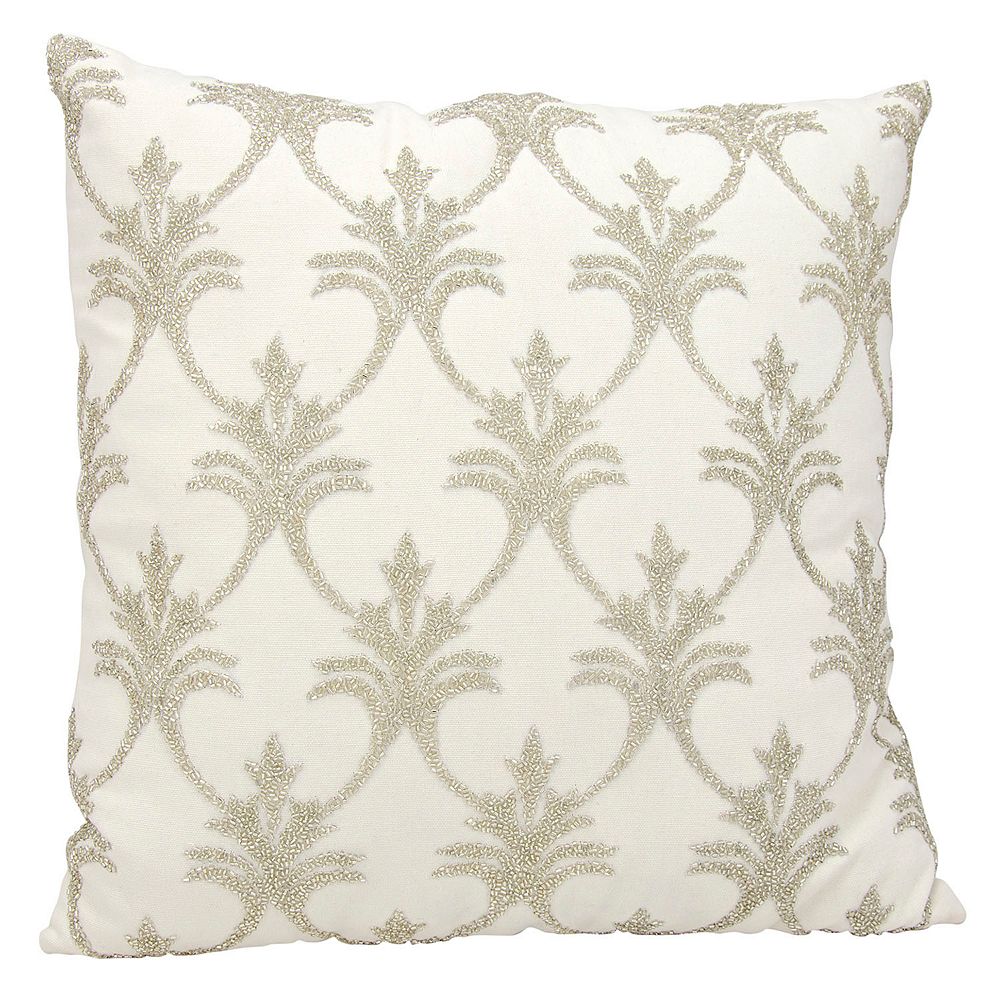 Mina Victory Luminescence Fleur De Lis Beaded Throw Pillow