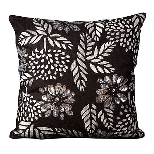 Mina Victory Luminescence Flowers Beaded Throw Pillow