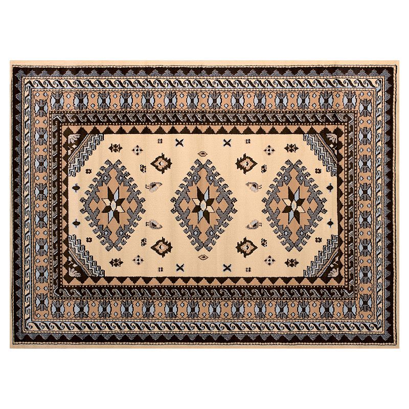 United Weavers Dallas Tres Framed Geometric Rug, Beig/Green, 8X10.5 Ft