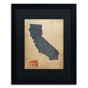 Trademark Global Denim State Framed Canvas Wall Art