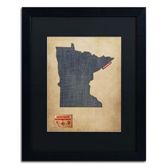 Trademark Global Denim State Framed Canvas Wall Art