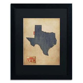 Trademark Global Denim State Framed Canvas Wall Art