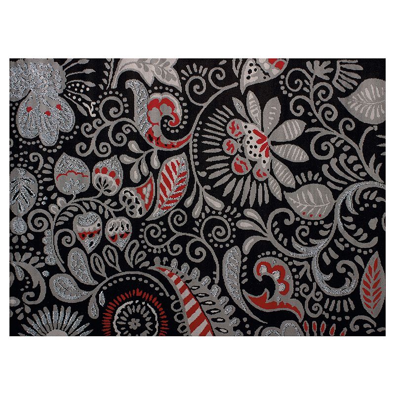 United Weavers Dallas Bandana Floral Rug, Black, 8X10.5 Ft